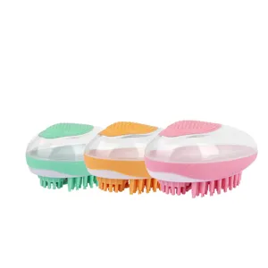 Pet bath brush with liquid dispenser, silicone massage comb for cats and dogs 3-pack