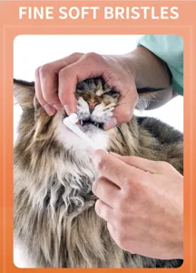Pet toothbrush with fine soft bristles for cats and dogs, gentle oral cleaning tool.