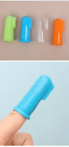 Brosse à dents de doigt pour animaux en silicone pour chiens et chats, poils souples.