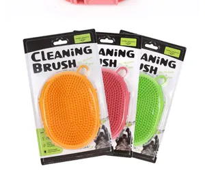 Haustier Reinigungsbürste Massage Tool für Hunde Katzen, Silikon Bad Pflegebürste mit Schlaufe.