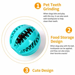 Jouet à mâcher pour chien en caoutchouc balle distributeur de friandises pour nettoyage des dents.