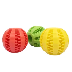 Jouet à mâcher pour chien en caoutchouc durable, balle molaire interactive pour le soin des dents.