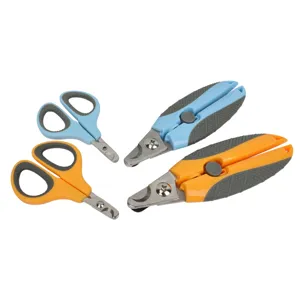 Professional pet nail clippers and scissors set for cats and dogs grooming tools white background