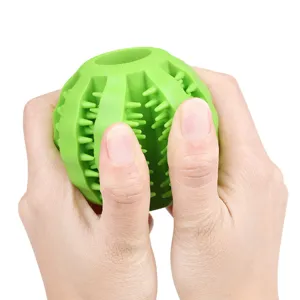 Balle a macher pour chien en caoutchouc durable avec picots pour le nettoyage des dents.