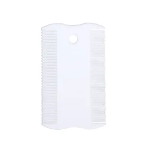 White plastic double-sided pet flea comb, fine-tooth lice removal grooming tool for cats.