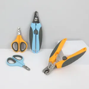 Professional pet nail clippers set, stainless steel cat and dog claw scissors grooming tools.