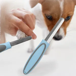 Metal pet nail file with anti-slip handle for dogs and cats grooming and nail care tool.