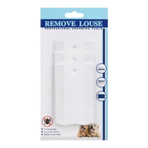 Pet flea comb set cat dog grooming tool double-sided lice removal comb white plastic