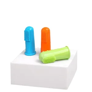 Brosse à dents de doigt pour animaux en silicone pour chiens et chats nettoyage.