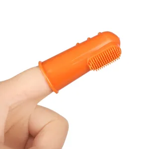 Silicone pet finger toothbrush for dogs and cats teeth cleaning main product view display.