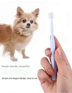 Pet 360 degree soft bristle toothbrush with long handle for dog and cat oral cleaning daily care.