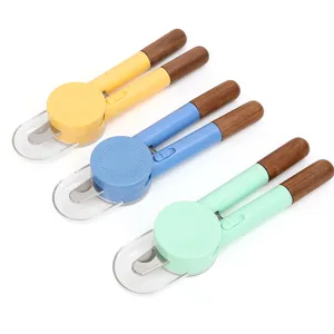 Pet LED nail clipper with safety guard and wood texture handle. Three color variants available.
