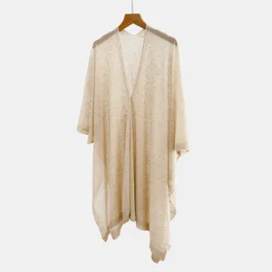 Cárdigan de mezcla de lino para mujer verano capa de playa holgada ropa exterior ligera.