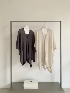 Mezcla de lino verano mujeres cardigan capa suelto ligero ropa de playa detalles del producto.