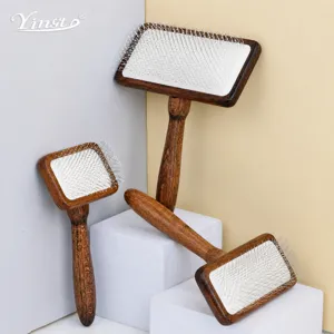 Pet Slicker Brush Wooden Handle Pet Grooming Brush For Dogs And Cats Deshedding Undercoat Brush Pet Hair Removal Tool