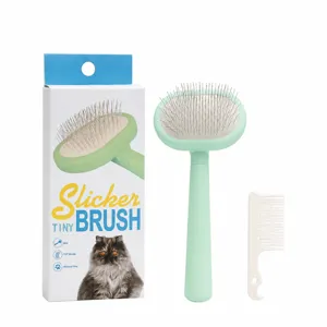 Mini cepillo carda para mascotas gatos perros aseo eliminación de pelo con peine de limpieza