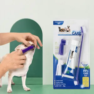 Pet Toothbrush And Toothpaste Set Dog Cat Oral Cleaning Dental Care Kit With Finger Toothbrushes