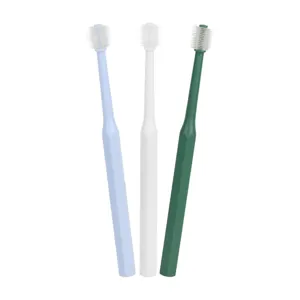 Pet 360-degree soft bristle toothbrush set in blue, white and green for daily pet oral care.