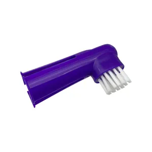 purple pet silicone finger toothbrush for dogs and cats teeth cleaning main product view