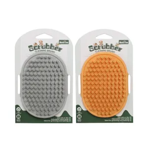 Set de cepillos de aseo para mascotas, cepillos de baño de silicio para perros y gatos con correa.