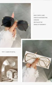 Modische geometrische Metallrahmen Damen Sonnenbrille und klare Brille im modernen Stil.