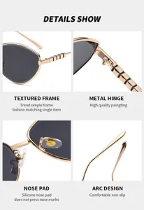 Gafas de sol cat-eye de metal con patillas texturizadas y cómodas plaquetas de silicona.