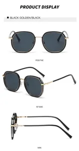 Modische Damen Polygon Sonnenbrille UV Schutz schwarz golden schick Outdoor stilvoll