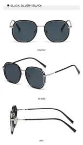 Polygon Damen Sonnenbrille mit schwarzem silbernem Rahmen, UV Schutz und modischer Outdoor Look.