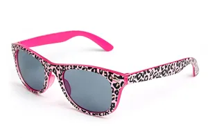 Rosa Leo Print Retro Sonnenbrille Stilvolle UV Schutz Damen Sonnenbrille im Wayfarer Look