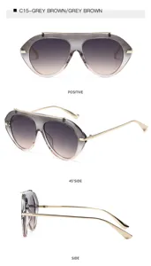 Vintage oversized aviator γυαλιά ηλίου με φακές ντεγκραντέ και κομψή μεταλλική λεπτομέρεια.