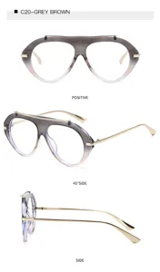 Vintage retro gary brown oversized double bridge fashion optical glasses detail view