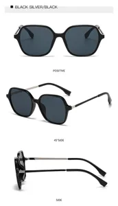 Vue détaillée des lunettes de soleil carrées avec branches en métal et vues multiples.