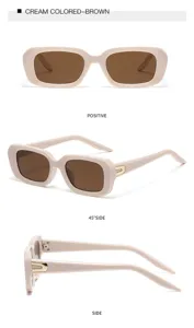Vintage cream colored frame sunglasses with brown lenses, stylish square shape for daily wear.