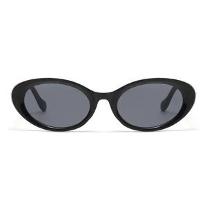 Klassische schwarze ovale Sonnenbrille für Damen, trendige kleine Retro Sonnenbrille.