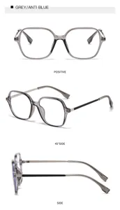 Lunettes carrées anti lumière bleue grises mode monture transparente verres myopie