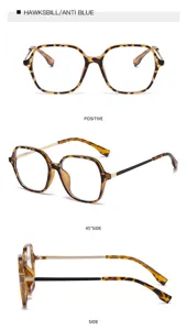 Lunettes carrées anti-lumière bleue écaille de tortue tendance, monture optique élégante.