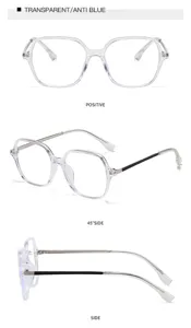 Lunettes anti-lumière bleue à monture transparente et branches en métal, style carré chic.
