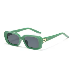 Trendy green small frame sunglasses for women, fashion vintage streetwear chic sun glasses.