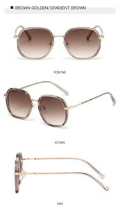 Elegante Damen Polygon Sonnenbrille mit Metallrahmen und braunen Verlaufsgläsern für den Alltag.
