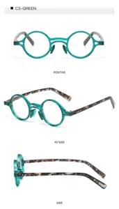 Modische grüne runde Blaulichtfilter Brille mit Schildpatt Bügeln für Alltag und Sehkorrektur.