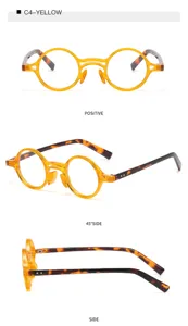 Modische runde Kunststoff Blaulichtfilter Brille mit stylischen Schildpatt Bügeln C4.