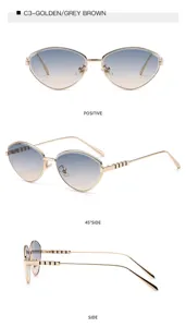 Gafas de sol cat-eye de metal con lentes degradadas para un estilo elegante y protección UV.