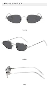 Gafas de sol retro de montura pequeña de metal para hombres y mujeres, estilo ovalado.