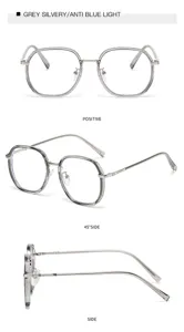Grau-silberne Blaulichtfilter Brille Detailansicht aus verschiedenen Blickwinkeln