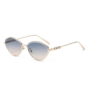 Gafas de sol de metal degradadas estilo ojo de gato para mujer moda callejera chic
