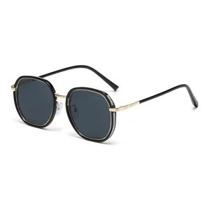 Koreanischer Vintage Polygon Geometrisch Sonnenbrillen Metall Vollrand UV-Schutz Anti-Blaulicht Brillen Für Damen Outdoor Reise Alltag Mode Brillen