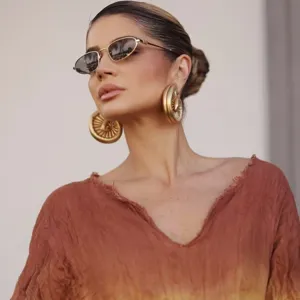 Gafas de sol con montura de metal pequeña estilo hip hop tendencia callejera elegante chic