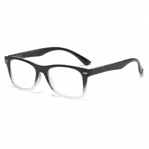 Elegante quadratische Blaulichtfilter Lesebrille für Damen und Herren, klare Retro-Fassung.