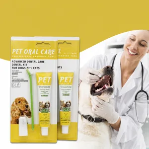 Pet Toothbrush And Toothpaste Set For Dogs And Cats Pet Oral Care Kit With Beef Flavor Toothpaste And Finger Toothbrush