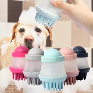 Pet Bath Brush Silicone Shampoo Dispenser Dog Massage Grooming Brush Soft Bristle Cleaning Tool For Pets